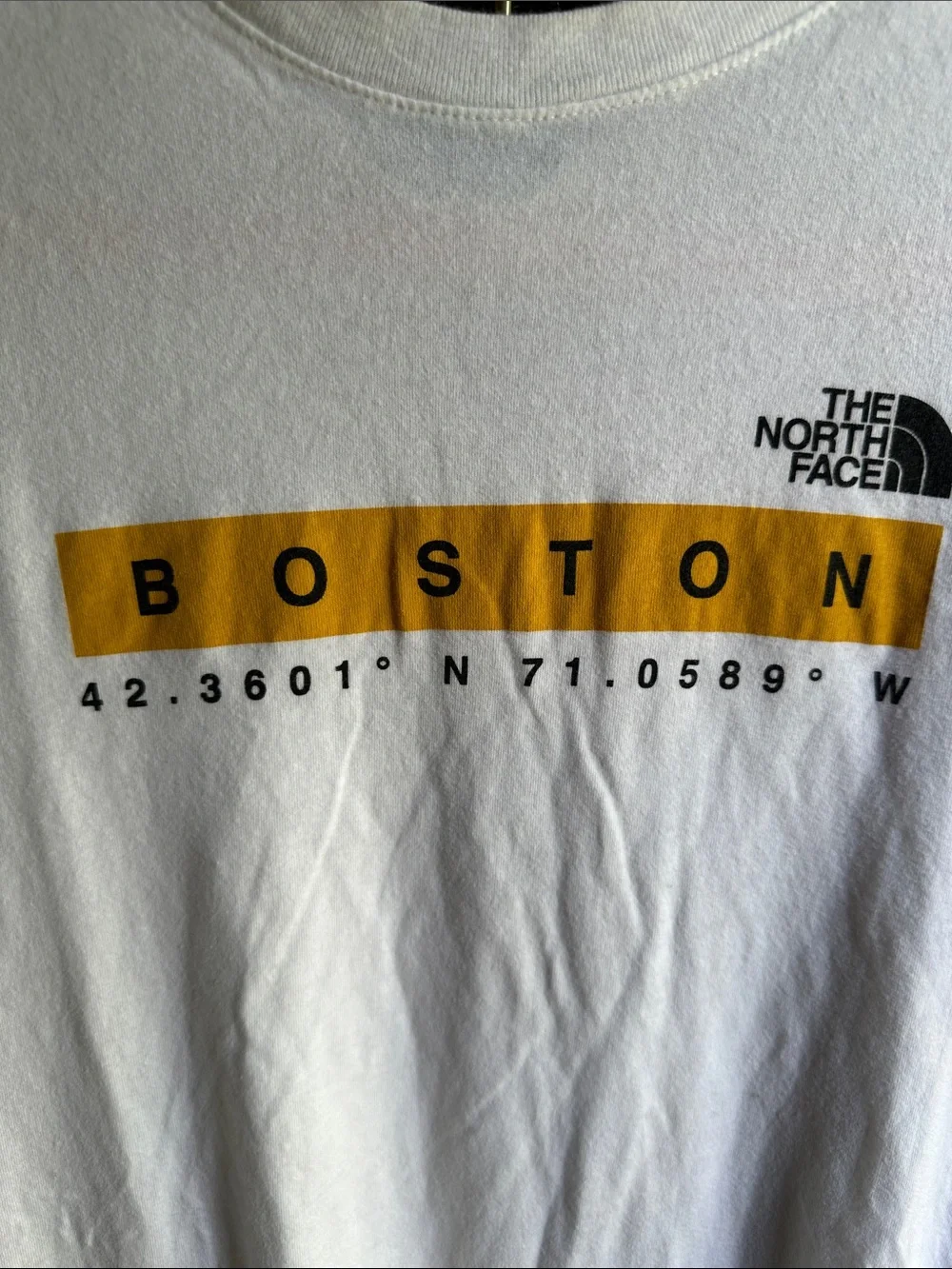 The North Face White Short-Sleeve Boston Tee with Yellow Graphic Size L